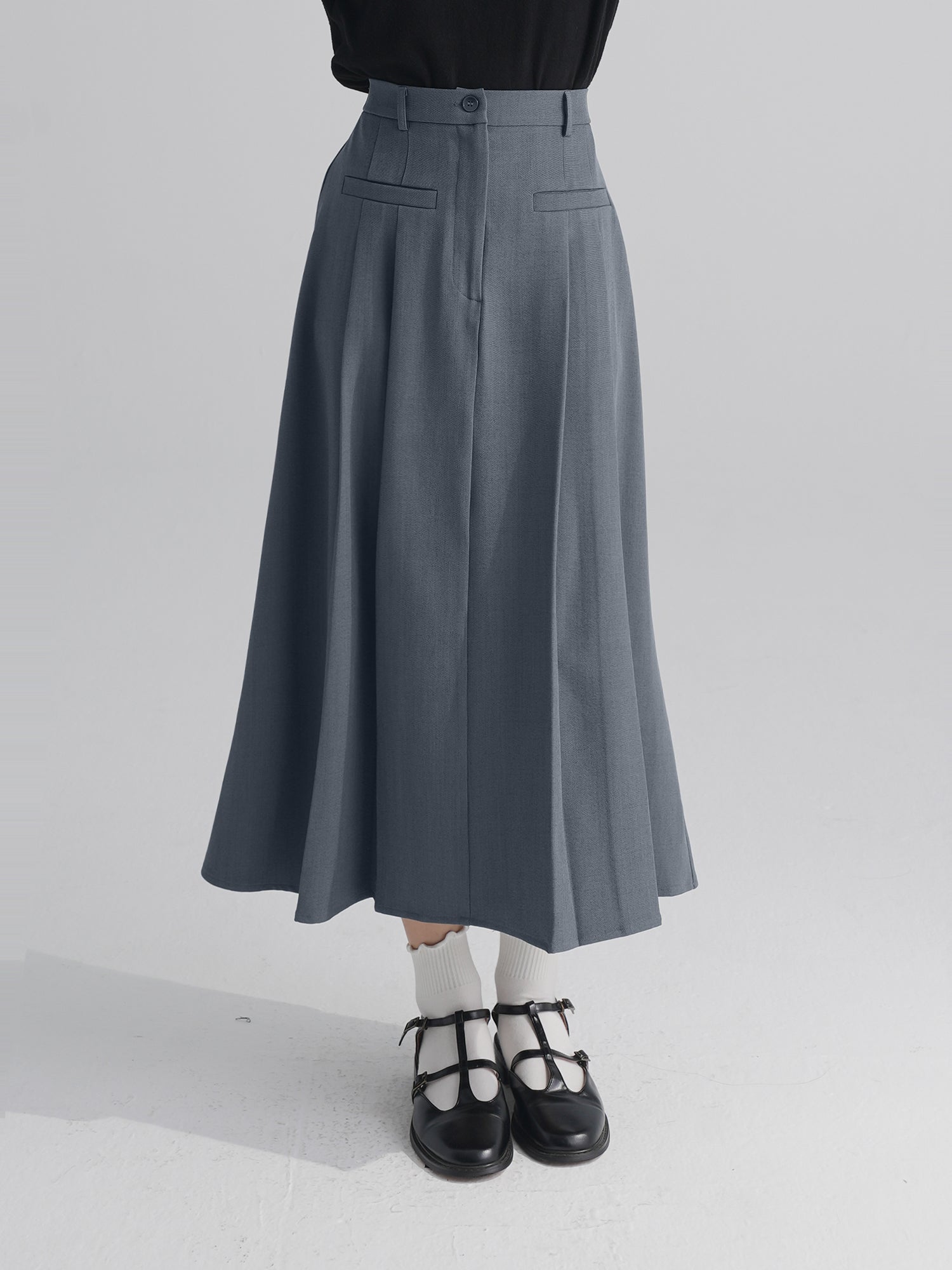 Elasticated Waist / Odesa Pleated Midi Skirt