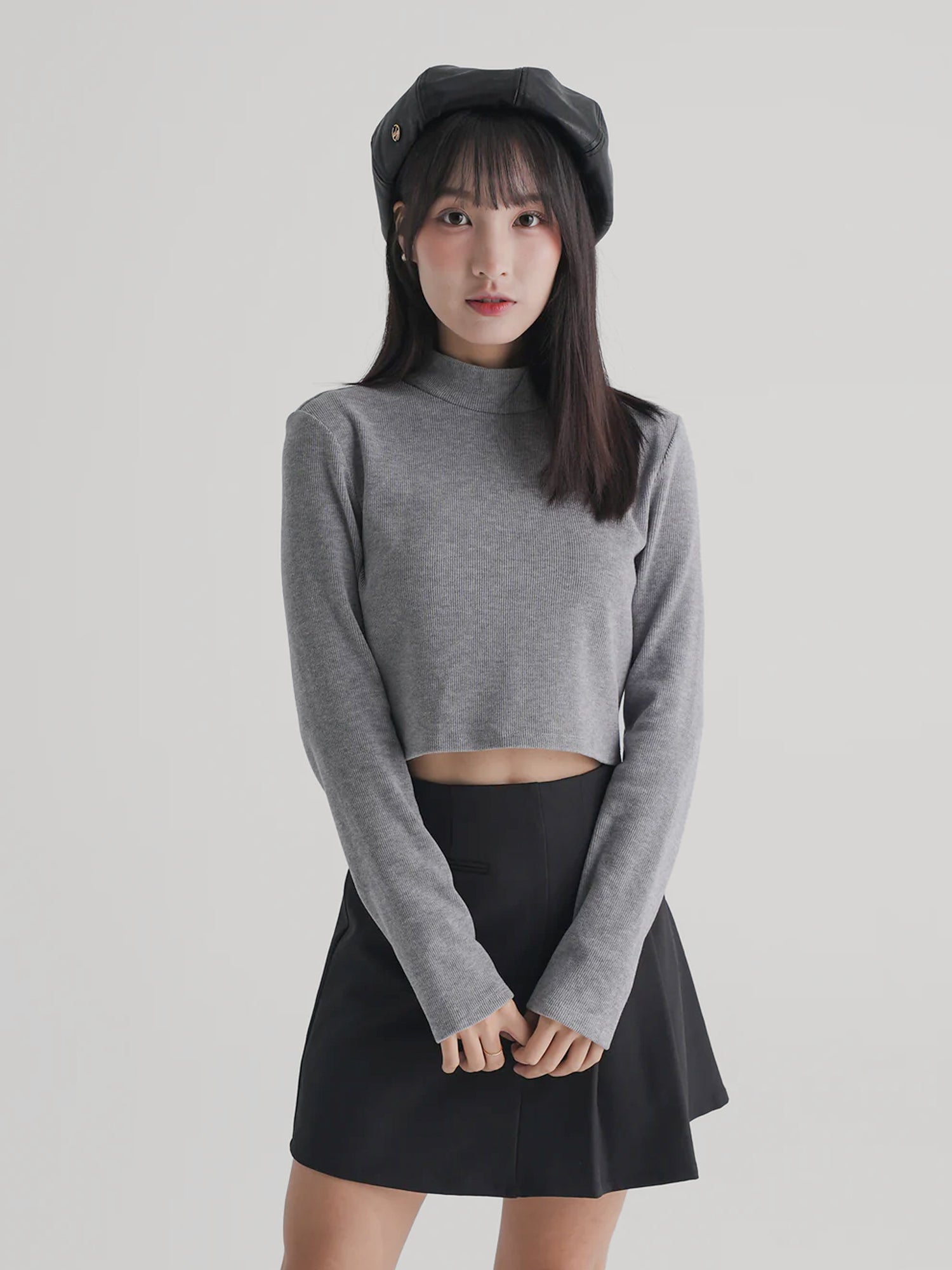 90% Cashmere / Iona Funnel Neck Ribbed Top